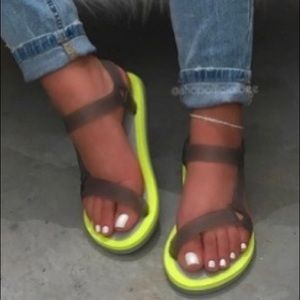 Black & Lime Green sandals